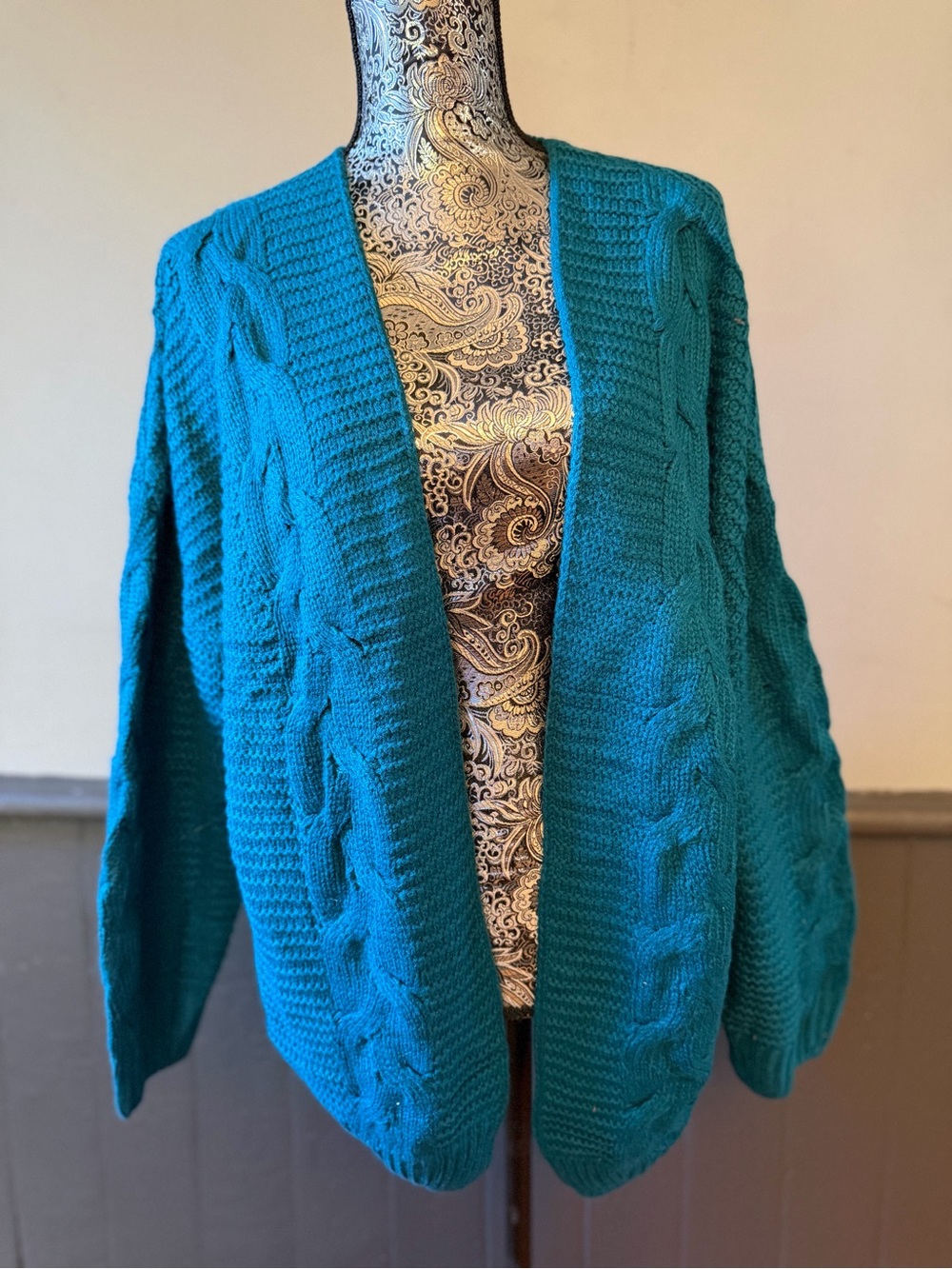Universal Thread Teal Cable-Knit Open Cardigan